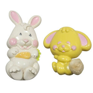 Gen X 1970s Avon Pin Pals Funmy Bunny Easter Bunny Glace Brooches Full